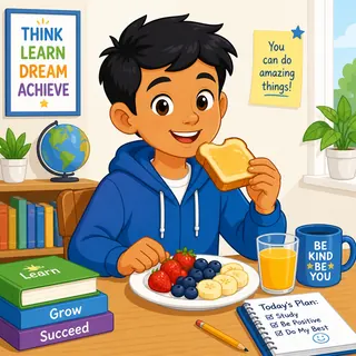 Student eating breakfast