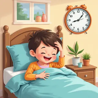 Child waking up in bed