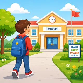Student walking to school